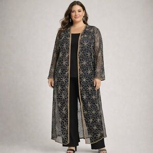 80s Vintage Deadstock Beaded Daisy’s Evening Sheer Jacket Mark & John Sz 2X